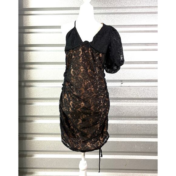 For Love and Lemons Halle Black Lace Dress, One Shoulder, Lined, NWT, Size L - Picture 3 of 9